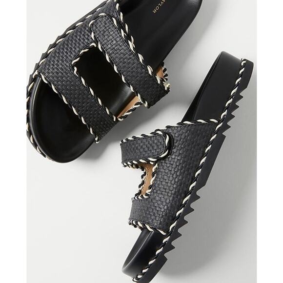 NWOT Ann Taylor Weekend Collection Straw Sport Sandals in Black Size 7.5 - Picture 2 of 6